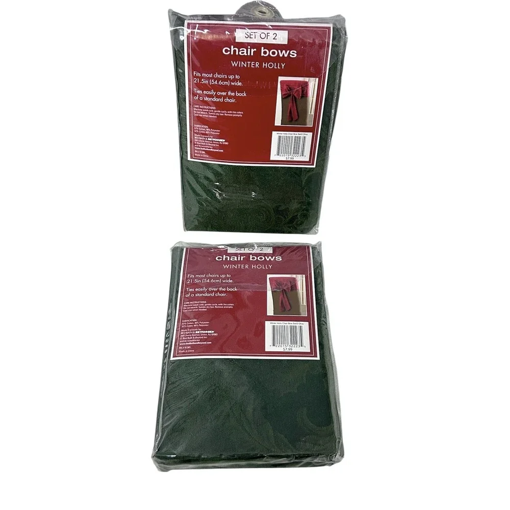 Christmas Bed Bath & Beyond Green Holiday Chair Bows 2 Packs 4‎ Bows Decor